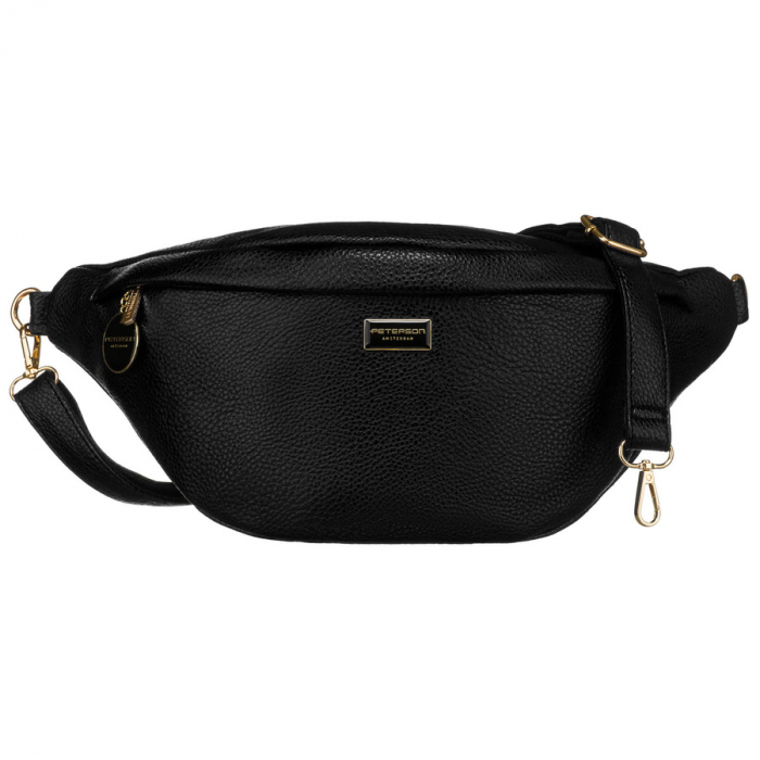 Geantă clasică neagră pentru femei, tip borseta, geantă de umăr sau geantă crossbody, piele ecologică, Peterson PTR-PTN SSY-2-F19 BLACK [2]