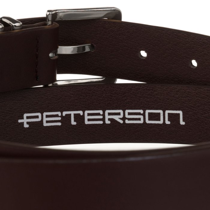 Curea de damă îngustă, maro închis, din piele ecologică, cu cataramă argintie - Peterson PTR-PTN STU-19S1 [5]