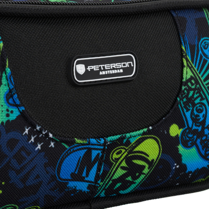 Penar școlar cu două compartimente din poliester cu model de skateboard - Peterson PTR-PTN MOTYLEK-5127 B25 [4]