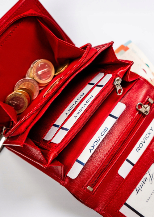 Portofel clasic de damă din piele naturală - Rovicky PTR-R-RD38-GCL-BL RED [11]