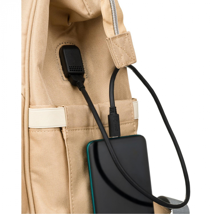 Rucsac multifunctional pentru mamici cu buzunare cu fermoar de culoare bej - Peterson PTR-PTN MB1-5978 BEIGE [8]