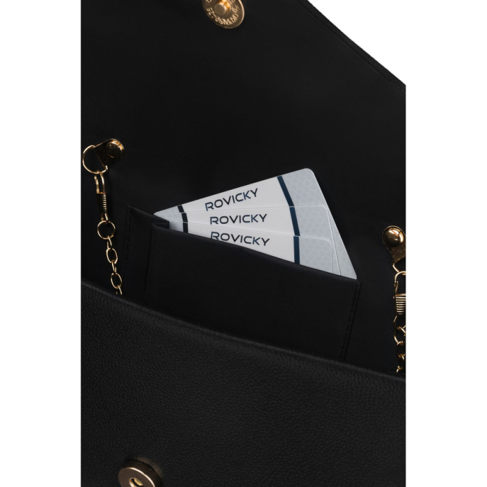 Geantă tip clutch neagră de damă din piele ecologică, cu un singur compartiment - Rovicky PTR-R-XS030-1-0801 BLACK [6]