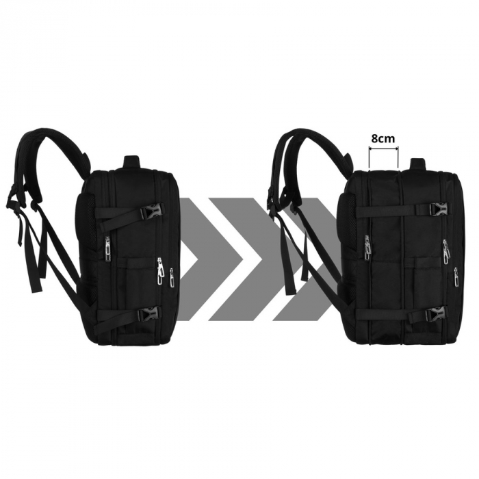 Rucsac negru de călătorie cu spațiu pentru laptop, perfect pentru bagajul de mână în avion - Peterson PTR-PTN 24403-6935 BLACK [8]