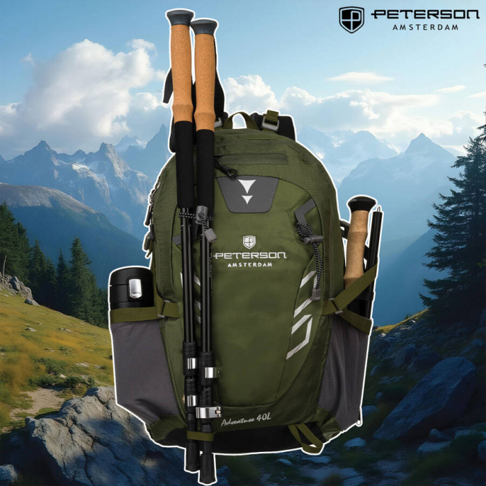 Rucsac de drumeție sport verde aventură cu fluier de salvare - Peterson PTR-PTN JPS-01-8474 GREE [7]