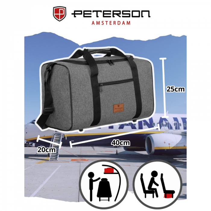 Geanta functionala pentru avion si calatorie - Peterson PTR-PTN TBP-06 GRAY-BL [4]