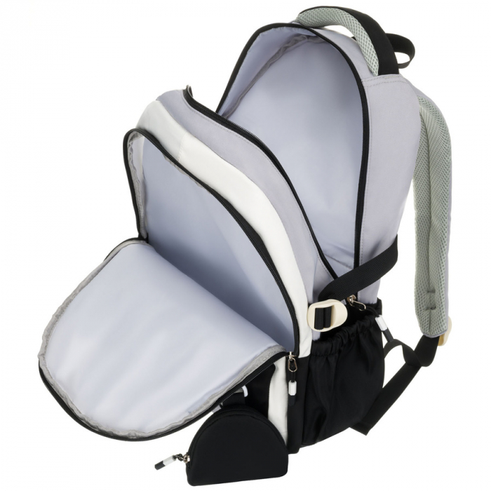 Ghiozdan școlar alb-negru din poliester cu o husă suplimentară practică - Peterson PTR-PTN 8603-1310 BLACK [7]