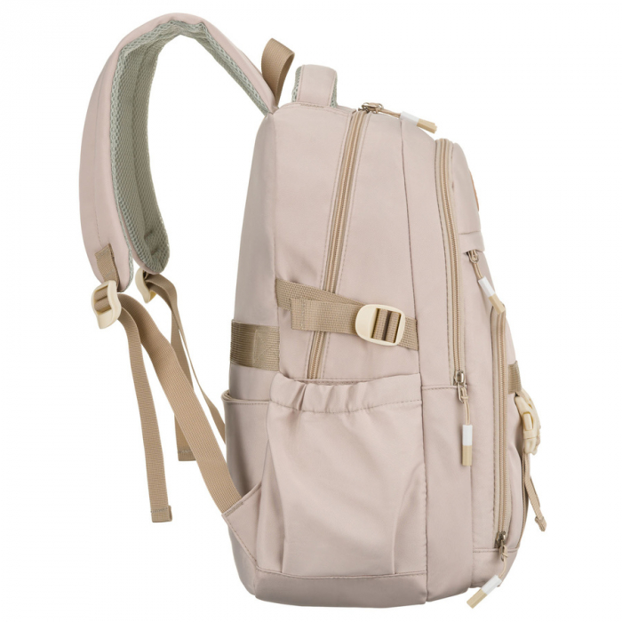 Rucsac școlar bej, la modă, din poliester, cu bretele reglabile - Peterson PTR-PTN 8594-1389 BEIGE [3]