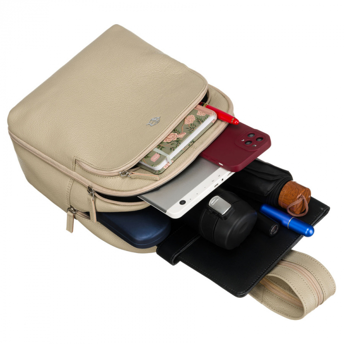 Rucsac din piele naturala urban pentru femei bej - Rovicky PTR-RV-2629-FTS-3004 BEI [9]