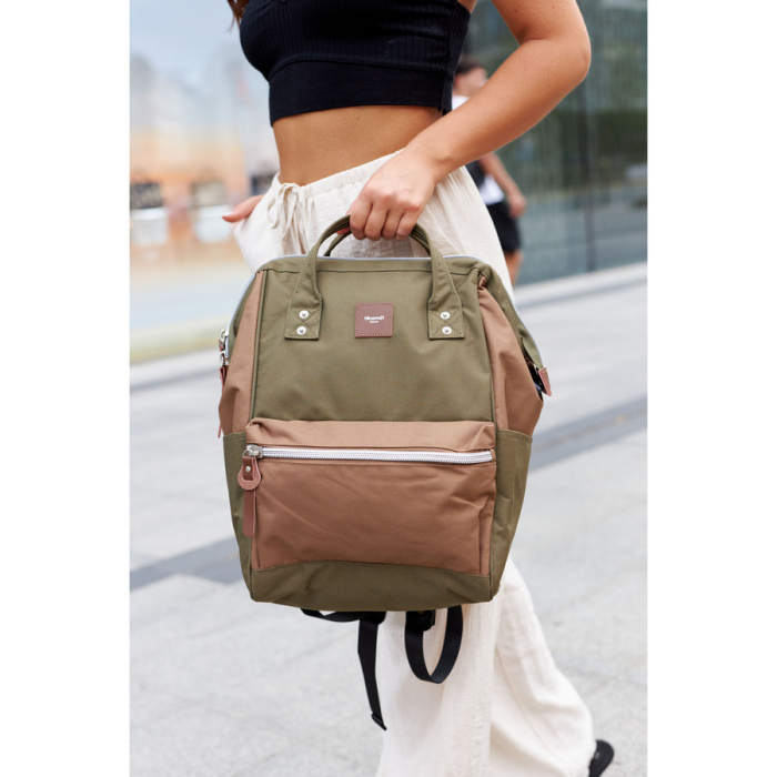 Rucsac pentru laptop impermeabil Himawari verde și maro cu port USB PTR-1881-35(1) [2]