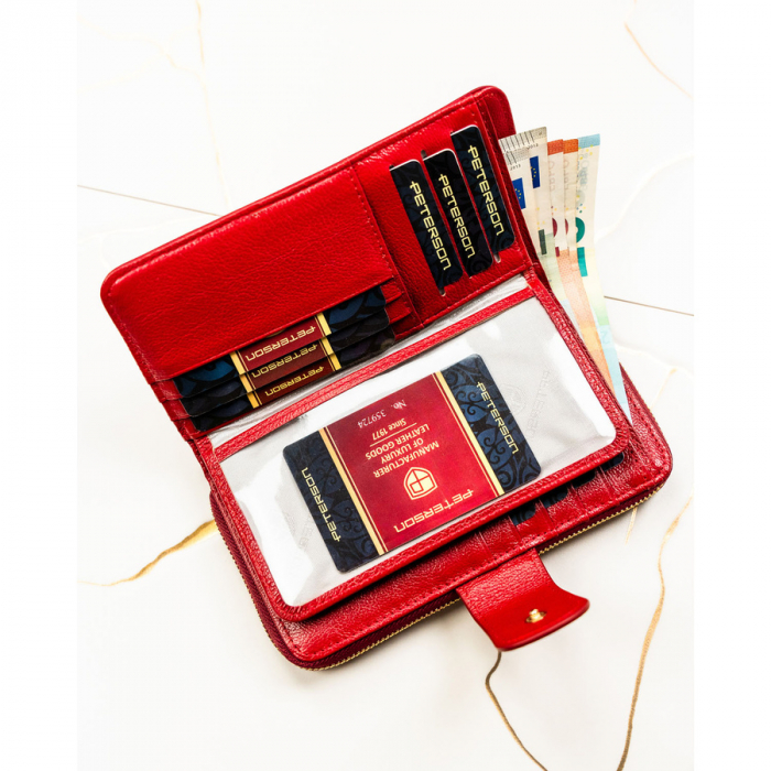 Portofel din piele pentru femei Peterson PTR-PTN PS116-HNL RED [8]
