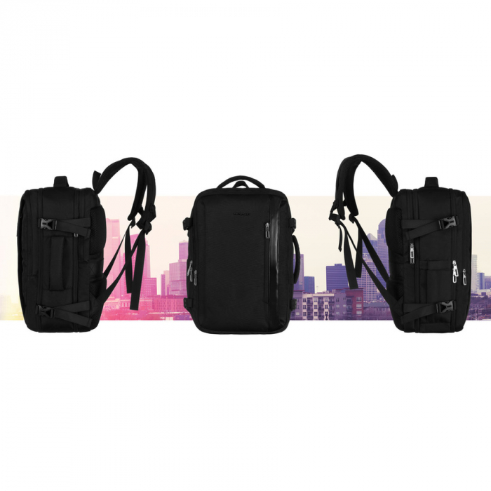 Rucsac negru de călătorie cu spațiu pentru laptop, perfect pentru bagajul de mână în avion - Peterson PTR-PTN 24403-6935 BLACK [11]