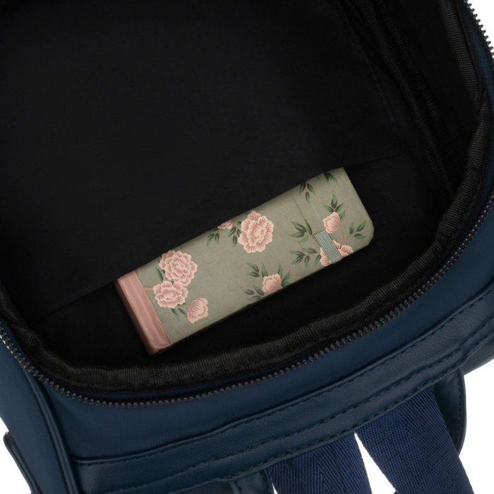 Rucsac de damă din nailon și piele ecologică de culoare bleumarin, cu închidere cu fermoar - Peterson PTR-PTN JN-12-0207 NAVY [18]