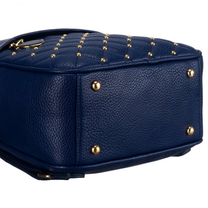 Rucsac de damă matlasat, la modă, bleumarin, decorat cu nituri aurii, piele ecologică Peterson PTR-PTN SPY-1-F19 NAVY [5]