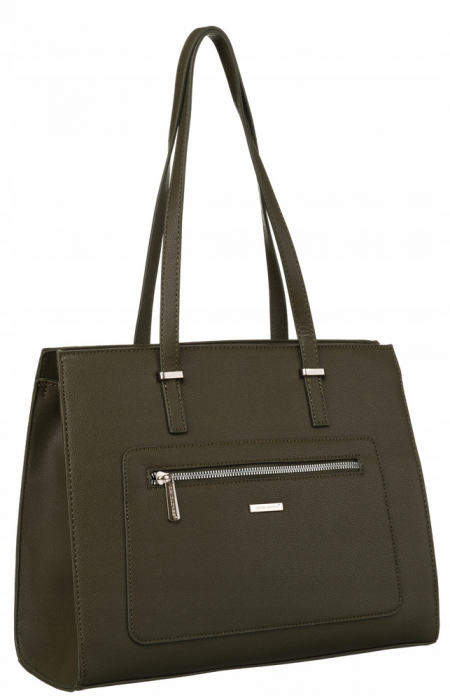 Geanta de mana mare de dama din piele ecologica - David Jones PTR-CH21081 KHAKI [9]
