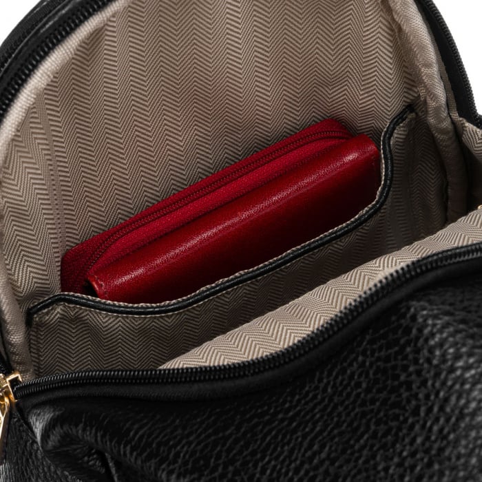 Geantă crossbody neagră pentru femei, rucsac, pe un singur umăr, piele ecologică, Peterson PTR-PTN SSY-1-F19 BLACK [11]