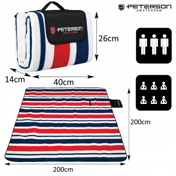 Pătură de picnic din material textil cu izolație impermeabilă - Peterson PTR-PTN KOC4-8330 NAVY R [4]
