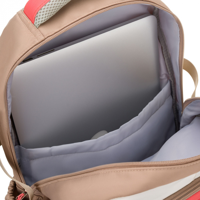 Rucsac școlar pentru copii din poliester bej și roz cu compartiment pentru laptop - Peterson PTR-PTN 8592-1372 BEIGE [10]