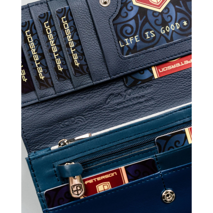 Portofel de damă bleumarin din piele naturală și ecologică - Peterson PTR-PTN PX27-F773 NAVY [7]