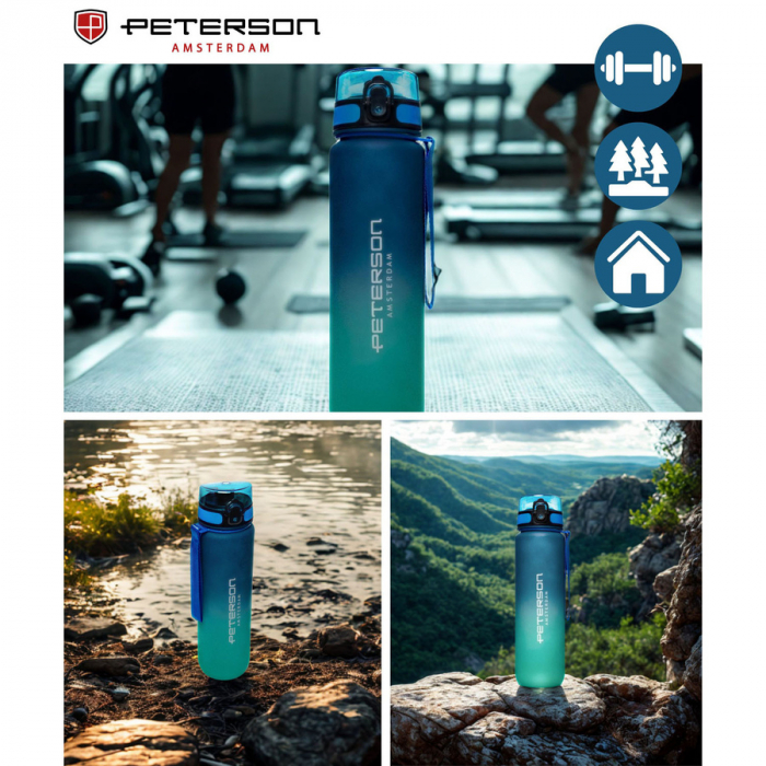Sticlă de apă tritan albastru-verde cu o capacitate de 1000 ml - Peterson PTR-PTN HY-003-1L-9539 N [2]