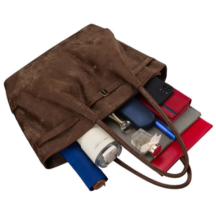 Geantă mare de damă, maro, din piele ecologică, cu un singur compartiment - Peterson PTR-PTN TOR-ALE-25 BRWON [8]