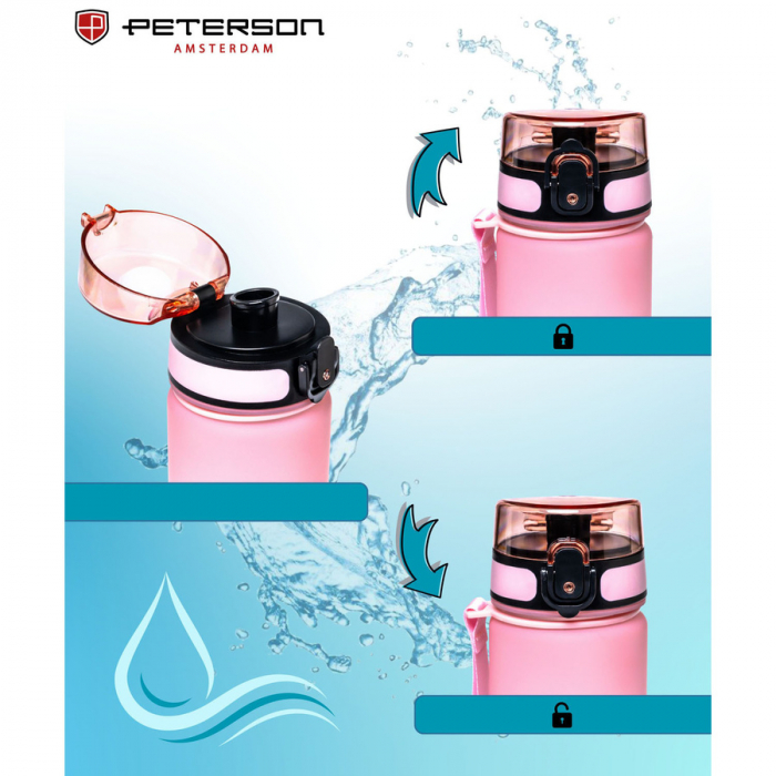Sticlă de apă Tritan albastră și roz cu șnur practic - Peterson PTR-PTN HY-001-750-9508 [5]