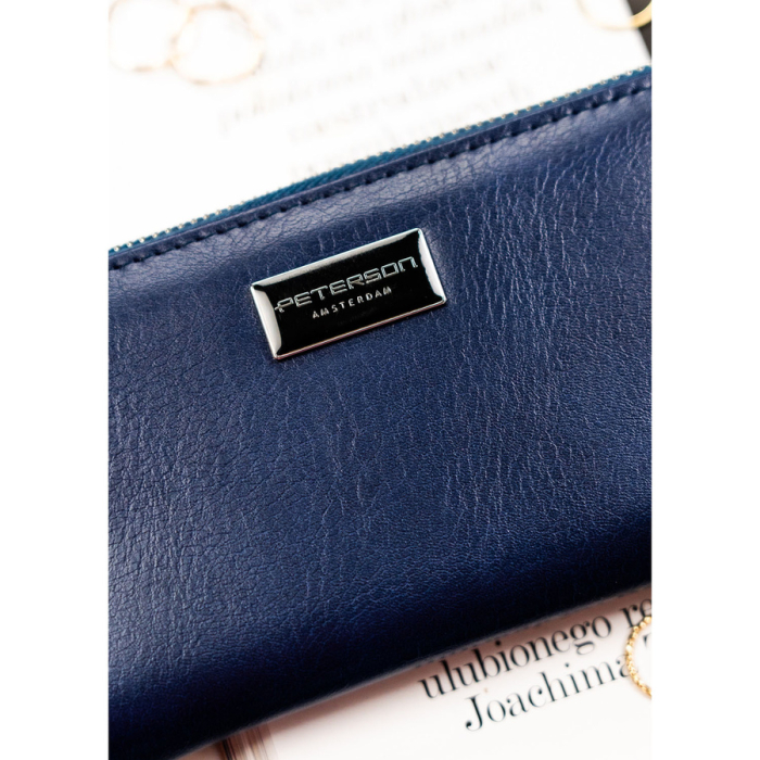 Portofel-penar pentru femei din piele naturală și ecologică, de culoare bleumarin, cu închidere cu fermoar - Peterson PTR-PTN PX25-F773 NAVY [4]