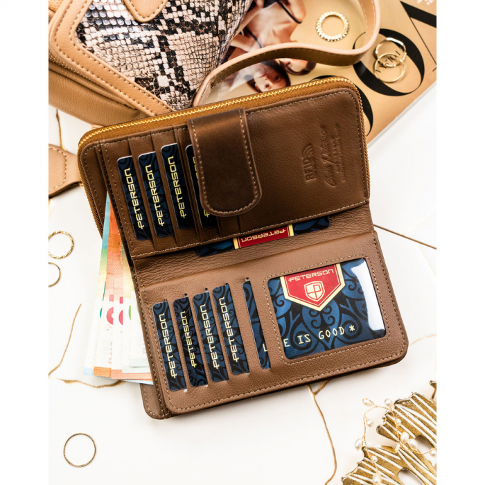 Portofel din piele pentru femei Peterson PTR-PTN PS116-HNL BROWN [5]