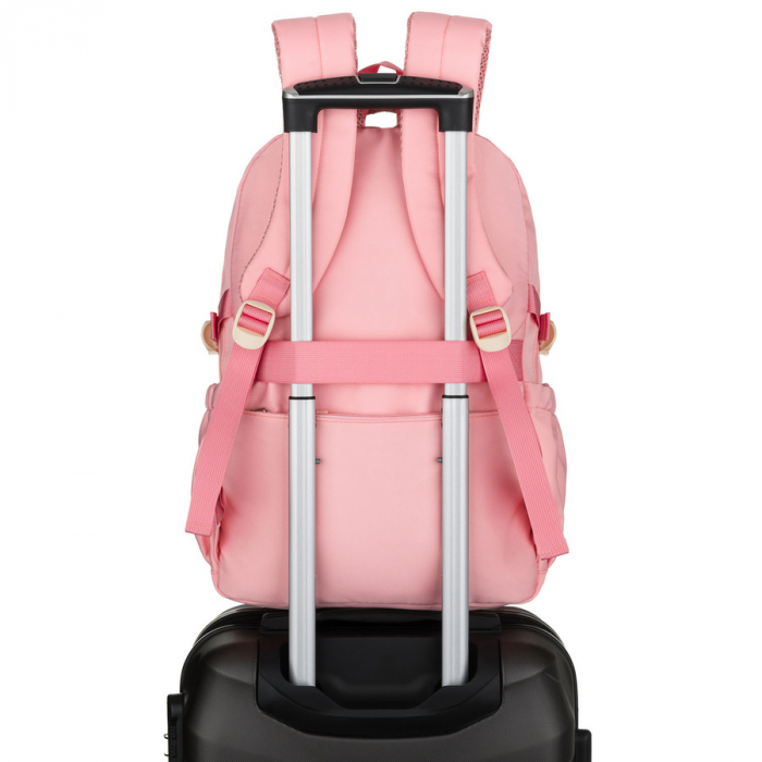 Rucsac școlar elegant din poliester roz cu bretele reglabile - Peterson PTR-PTN 8594-1396 PINK [8]