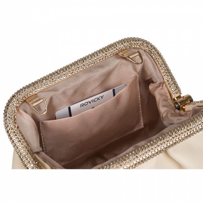 Geantă tip clutch bej pentru femei, din piele ecologică, suspendată pe un lanț - Rovicky PTR-R-XS020-4160 BEIGE [8]