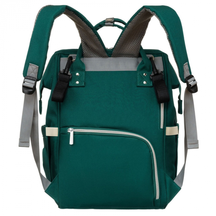 Rucsac multifunctional pentru mamici cu buzunare cu fermoar de culoare verde - Peterson PTR-PTN MB1-5985 GREEN [10]