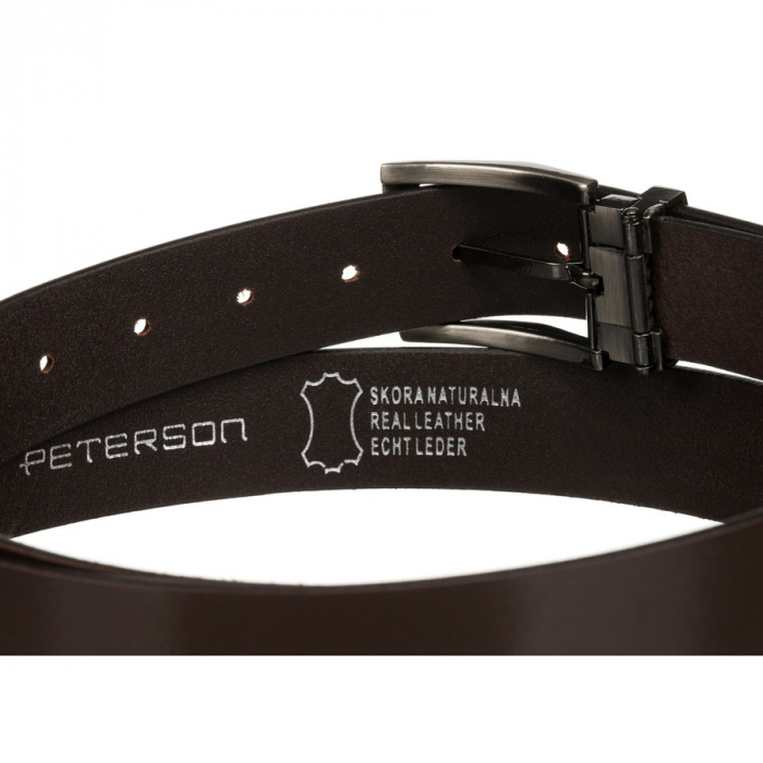 Curea bărbătească lată din piele naturală cu cataramă clasică - Peterson PTR-PTN LTP-TEX-85 BR [4]