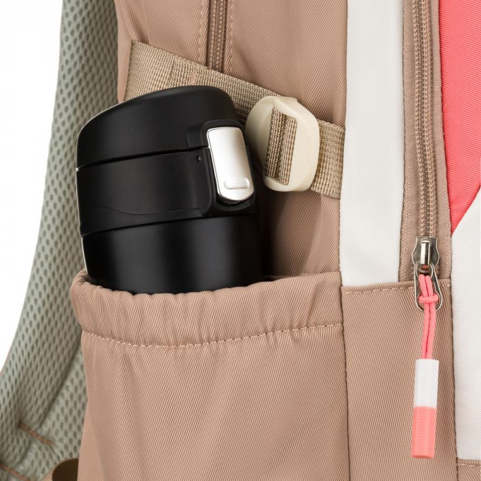 Rucsac școlar pentru copii din poliester bej și roz cu compartiment pentru laptop - Peterson PTR-PTN 8592-1372 BEIGE [16]