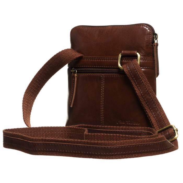 Geantă elegantă de mână bărbătească din piele maro cu închidere cu fermoar - Peterson PTR-PTN 1903-TUM-0642 BR [3]
