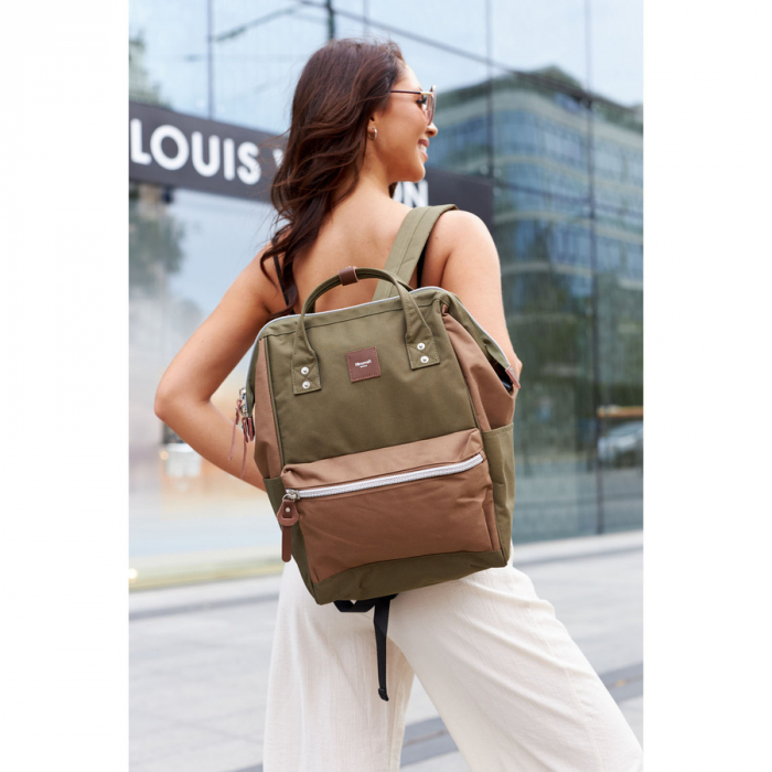 Rucsac pentru laptop impermeabil Himawari verde și maro cu port USB PTR-1881-35(1) [8]