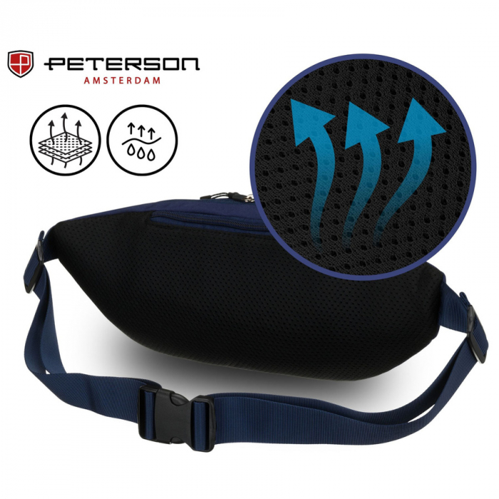Geantă sport tip borseta din poliester bleumarin cu închidere cu fermoar - Peterson PTR-PTN SWY-01-8443 NAVY [5]