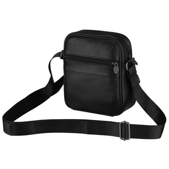 Geantă bărbătească din piele naturală de culoare neagră, cu închidere cu fermoar - Rovicky R-ST7-04-7601-BLACK [3]