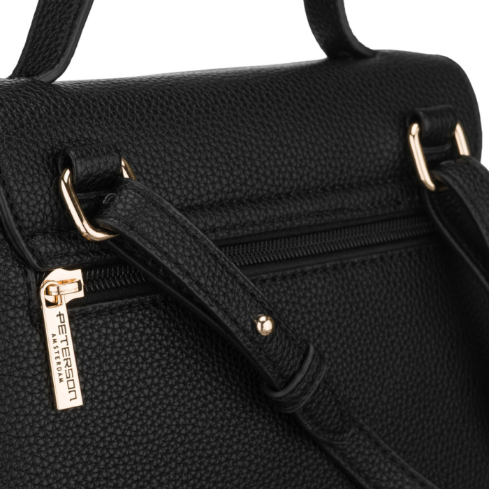 Geantă de damă tip messenger din piele ecologică neagră cu buzunar exterior - Peterson PTR-PTN TOR-ALE-28 BLACK [5]