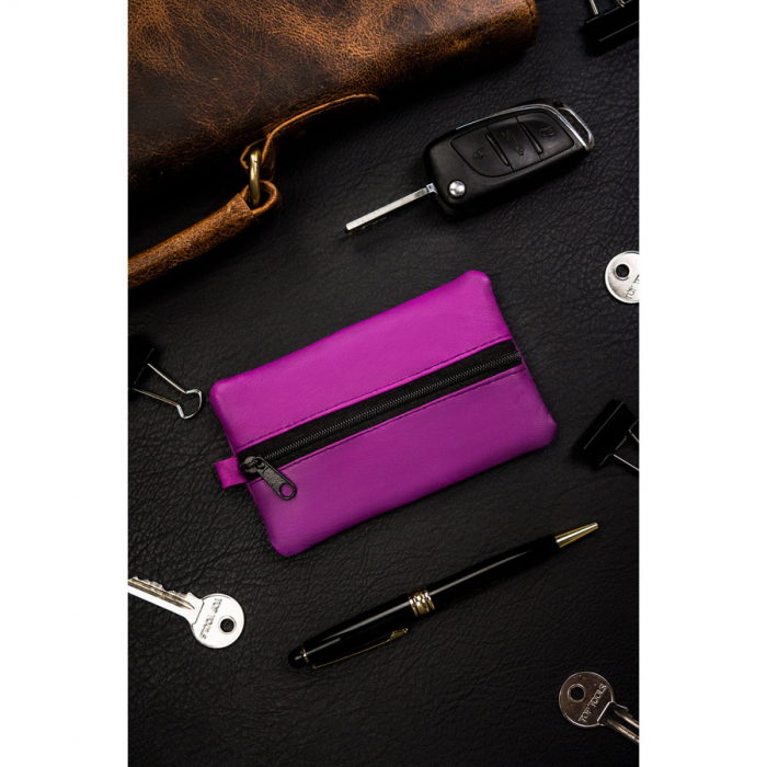 Husă pentru chei din piele naturală de culoare violet PTR-KC-02-PDM PURPLE [2]