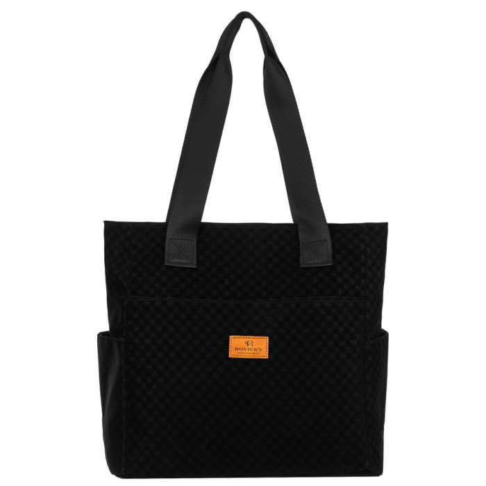 Geantă de damă neagră, din poliester, acoperită cu un model geometric - Rovicky PTR-R-TZ-01-2363 BLACK W [2]