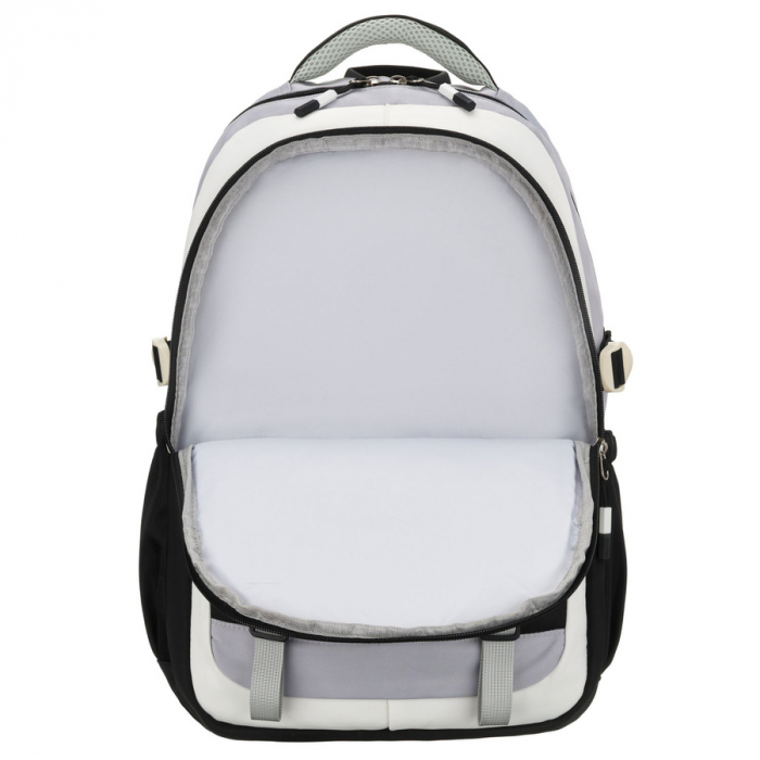 Ghiozdan școlar alb-negru din poliester cu o husă suplimentară practică - Peterson PTR-PTN 8603-1310 BLACK [8]