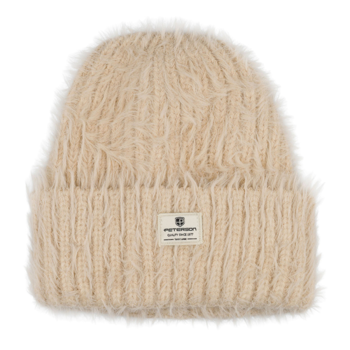 Căciulă beanie bej pentru femei, confecționată din nailon, acoperită cu o textură care imită blana - Peterson PTR-PTN HAT-11-5554 KHAK [6]