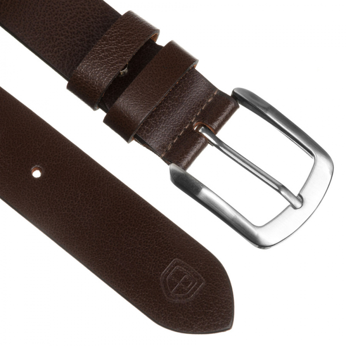 Curea bărbătească lată din piele , cu cataramă clasică - Peterson PTR-PTN LTP-TWT-85 BRO [5]
