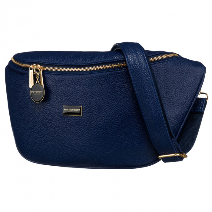 Borsetă mare de damă bleumarin, geantă crossbody din piele ecologică, Peterson PTR-PTN SSY-3-F19 NAVY [3]