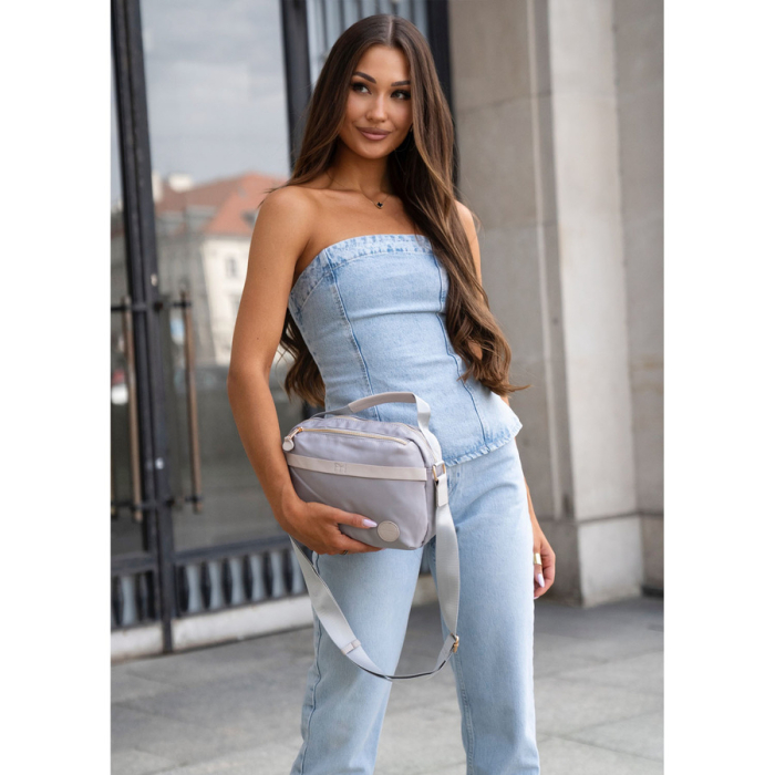 Geantă de damă gri din nailon cu închidere cu fermoar - Peterson PTR-PTN JN-13-0269 GRAY [7]