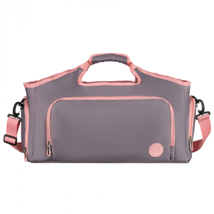 Geantă de călătorie spațioasă, gri-roz, pentru weekend, cu compartiment termic pentru încălțăminte - Peterson PTR-PTN 24480 GRAY-PINK [2]