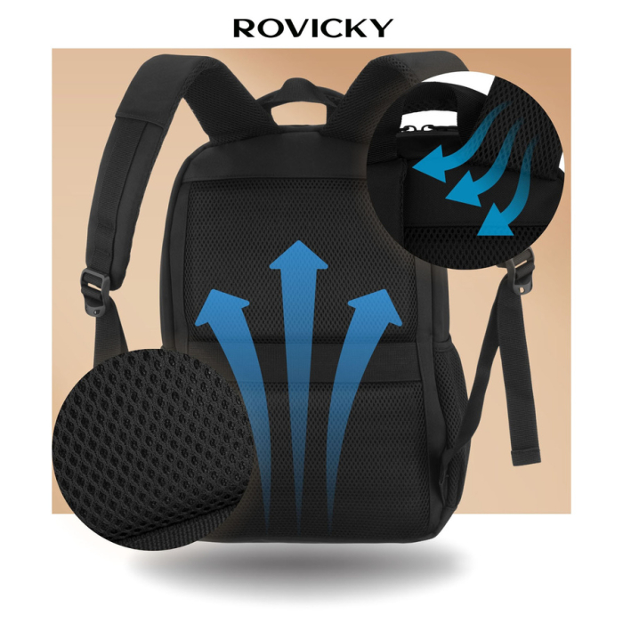Rucsac de călătorie mare, din poliester negru, perfect pentru bagajul de mână - Rovicky PTR-R-BHX-05-1020 BLACK [4]