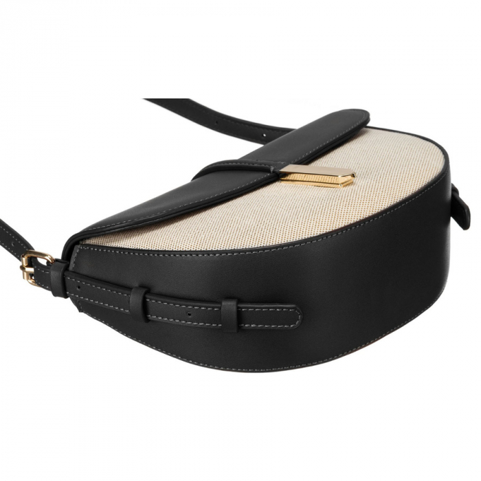 Geantă de damă crossbody bej și neagră, din piele și pânză Peterson PTR-PTN CAN-03 NAT-BLACK [6]