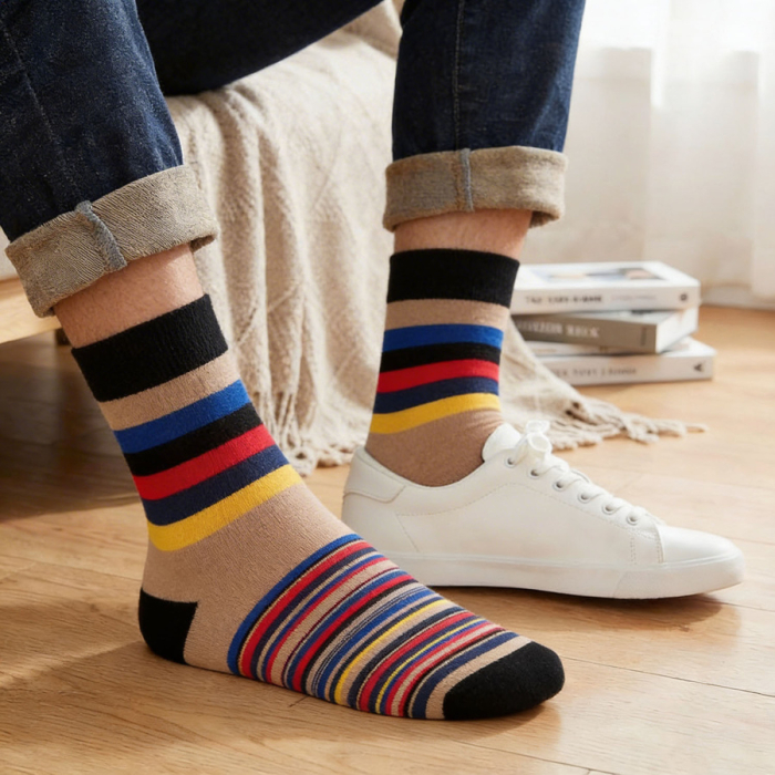 Set de 5 perechi de șosete bărbătești cu dungi, mărimi 40-45 - Peterson PTR-PTN SML-S5-40-45-PA1 [10]