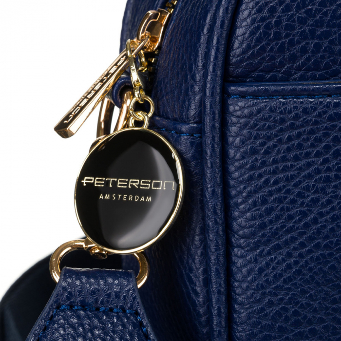 Geantă de damă bleumarin urbană și la modă, cu două curele și breloc, confecționată din piele ecologică de la Peterson PTR-PTN STY-2-F19 NAVY [4]