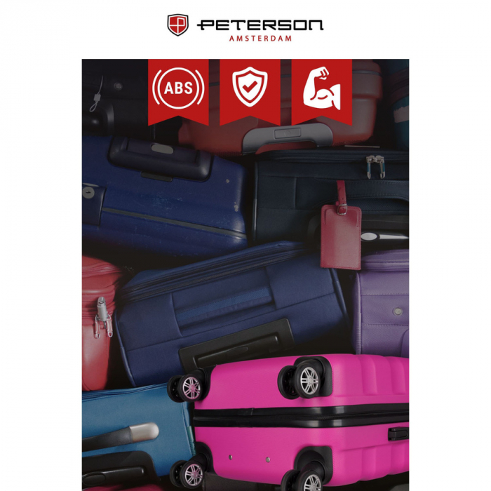 Valiză de cabină mică, roz, cu mâner telescopic extensibil - Peterson PTR-PTN 5806-W-XS-4329 R [10]